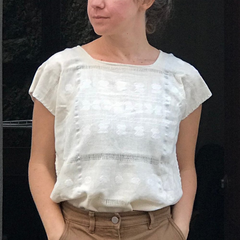 Hand-woven and embroidered Oaxacan Tunic Blouse